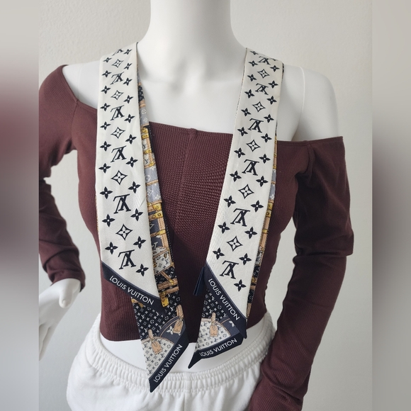 Auth Louis Vuitton 2 Monogram Let's Go BB Silk Twillies - Picture 6 of 8